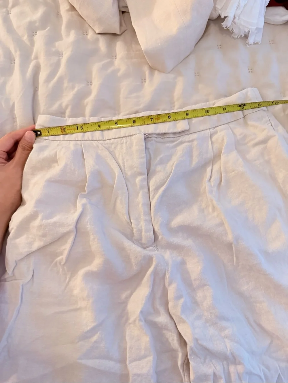 Mango Cream linen culotte pant